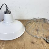 Industrial White Enamel Factory Pendant Lamp from Benjamin USA, 1960s
