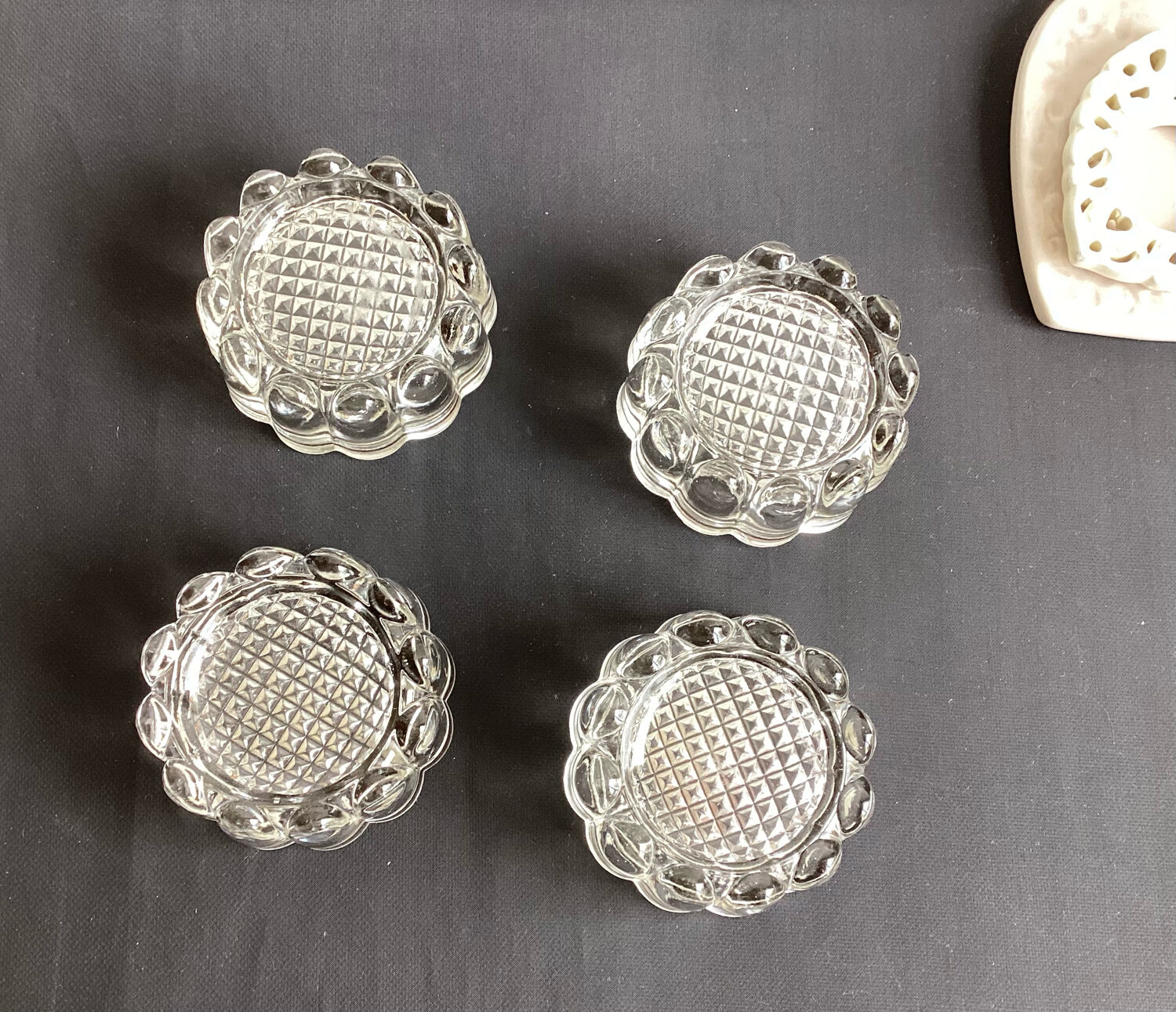 Set of 4 old piano/glass table coasters