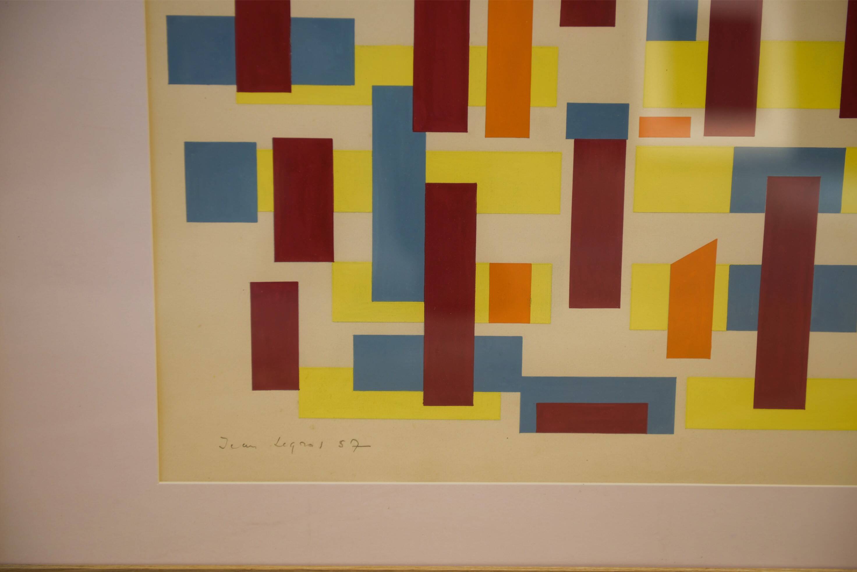 Painting on paper signed Jean Legros 1957
