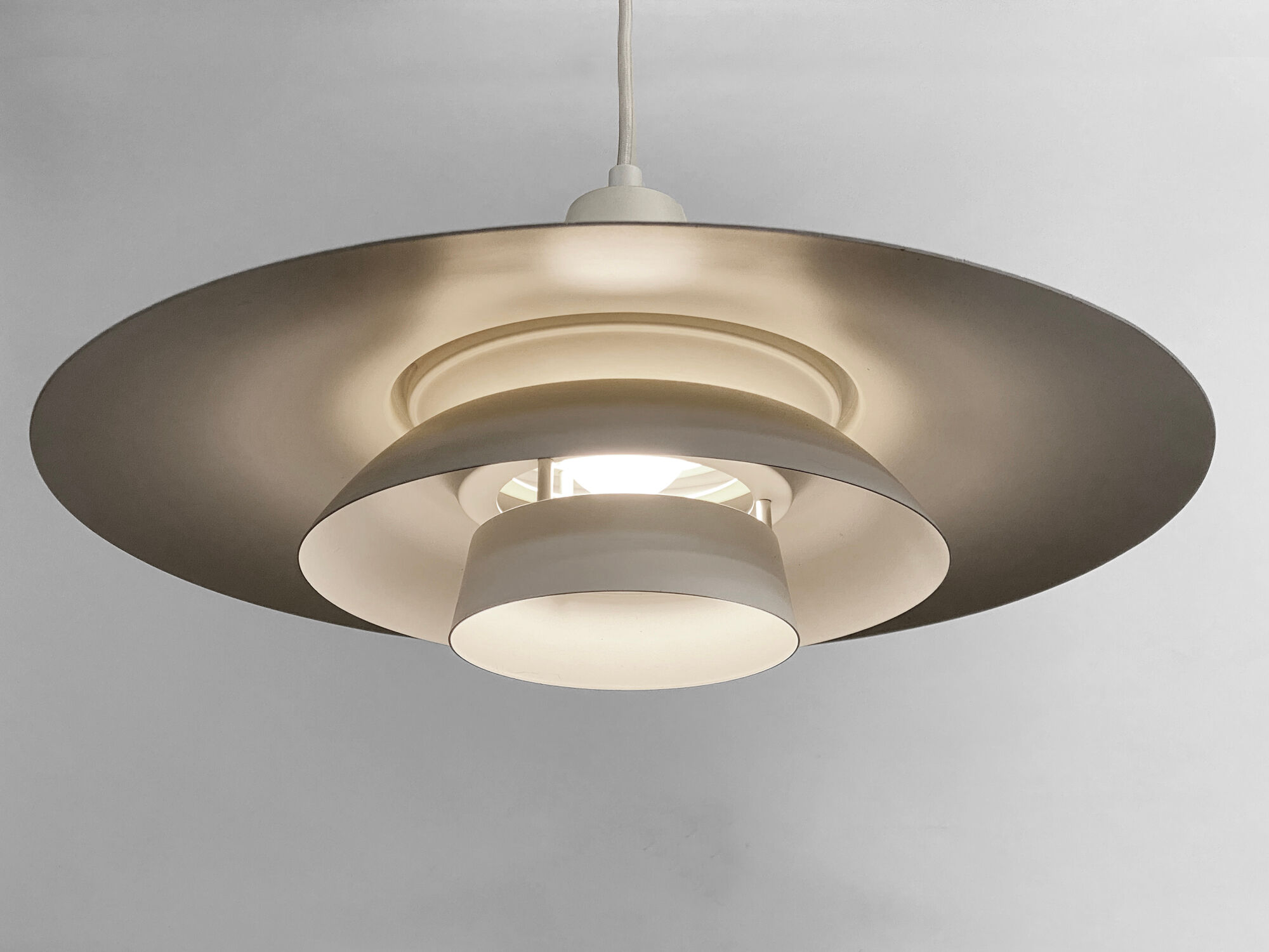 Large layered pendant light by David Mogensen for Superlight. Denmark 1970s