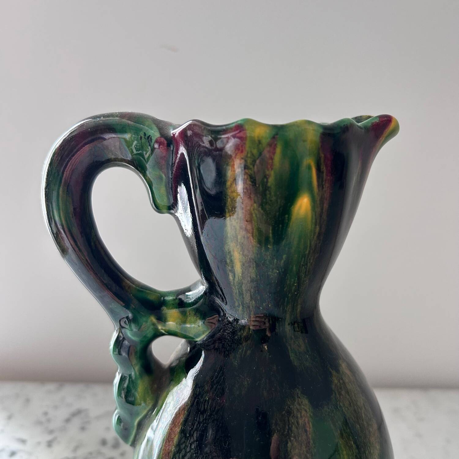 Flamed glaze pitcher