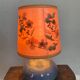 Table lamp in blue stoneware and vintage herbarium lampshade