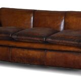 Antique Victorian leather canapé, hand-dyed, 3-4 seats.