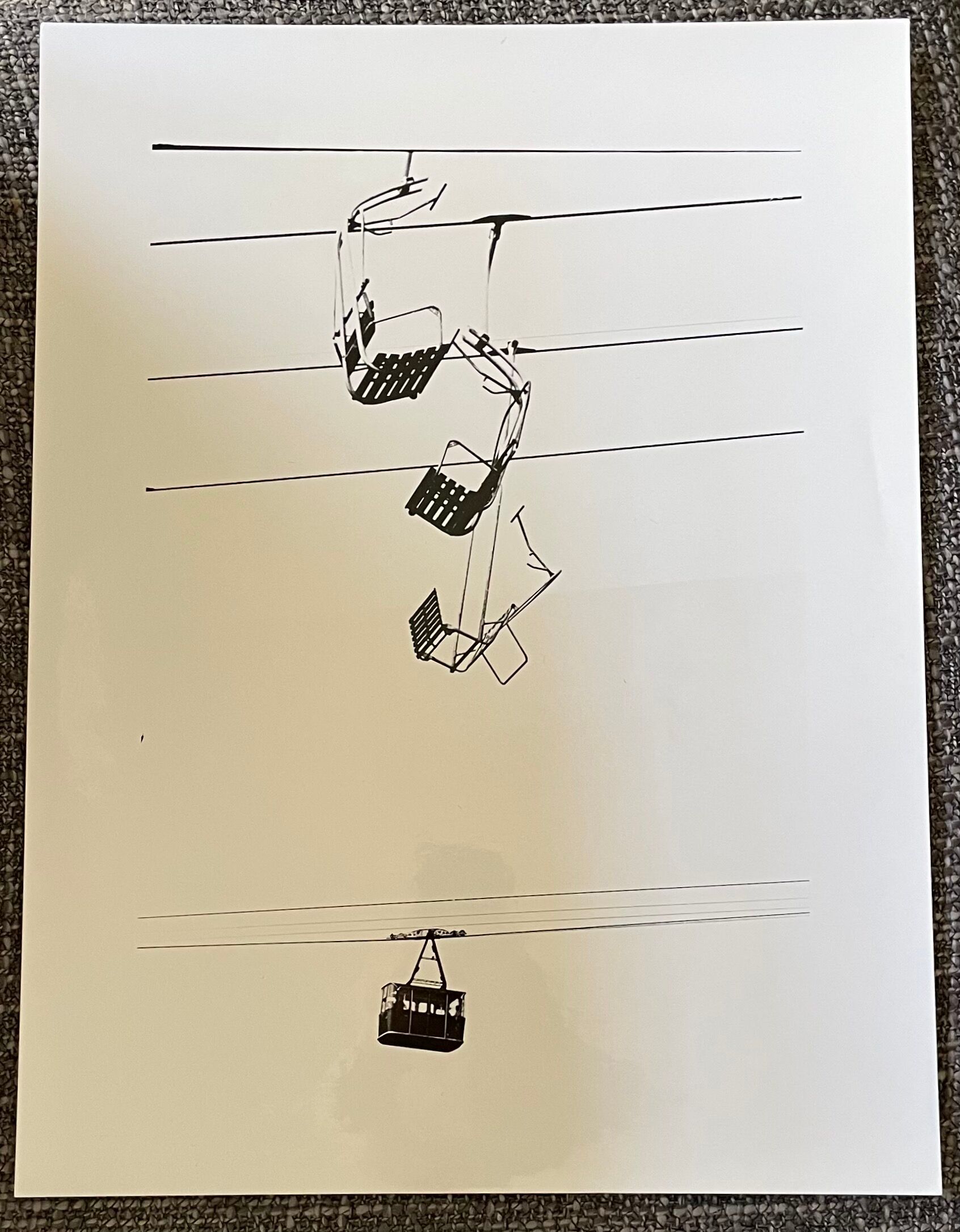 Photograph black and white silver print circa 1970 chairlift