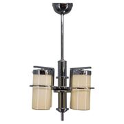 Restored Bauhaus/Art Deco chrome & glass chandelier, Czechoslovakia, 1930s