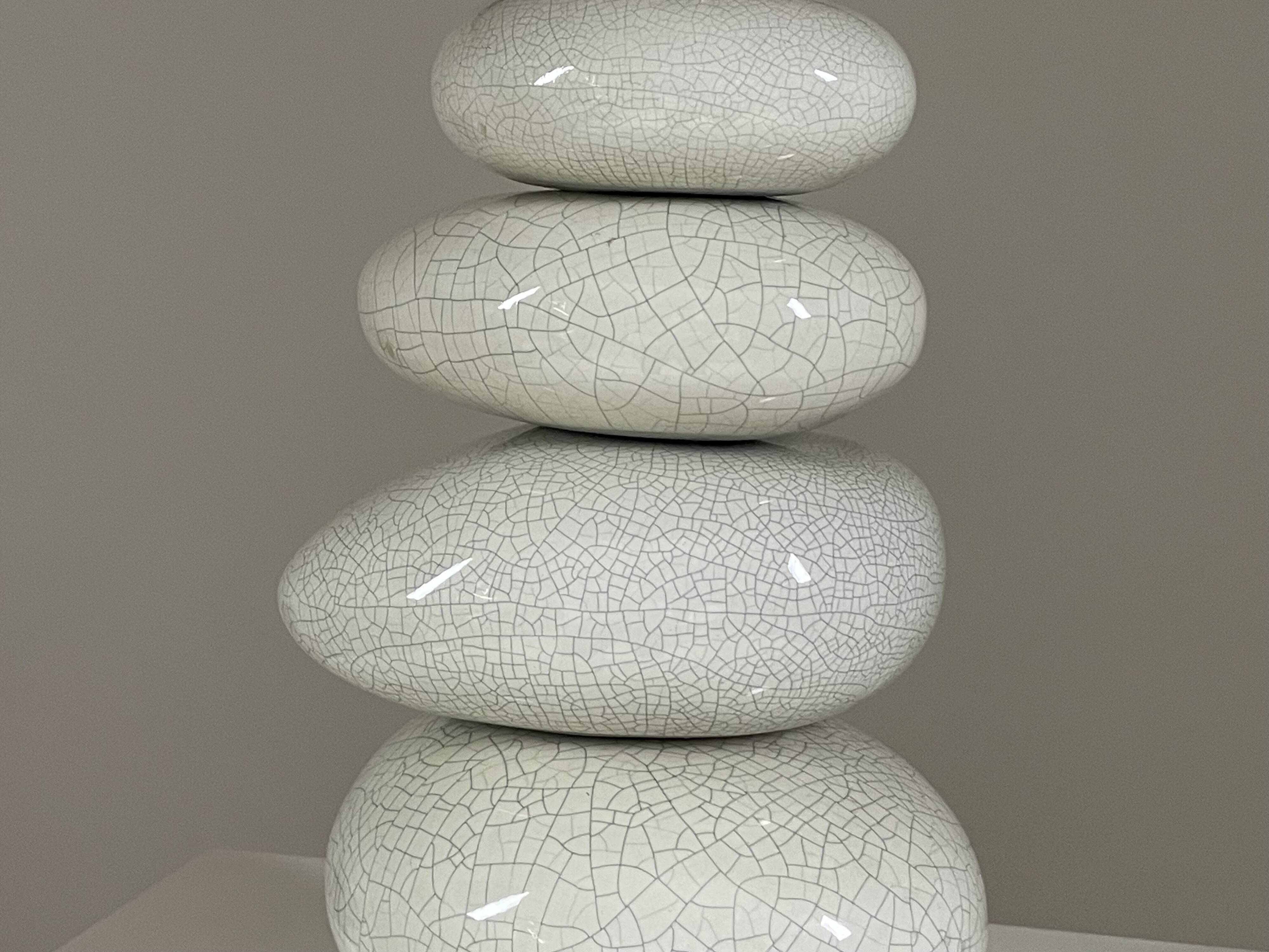 Cracked pebble lamp by François Châtain with its original lampshade, France 1970s