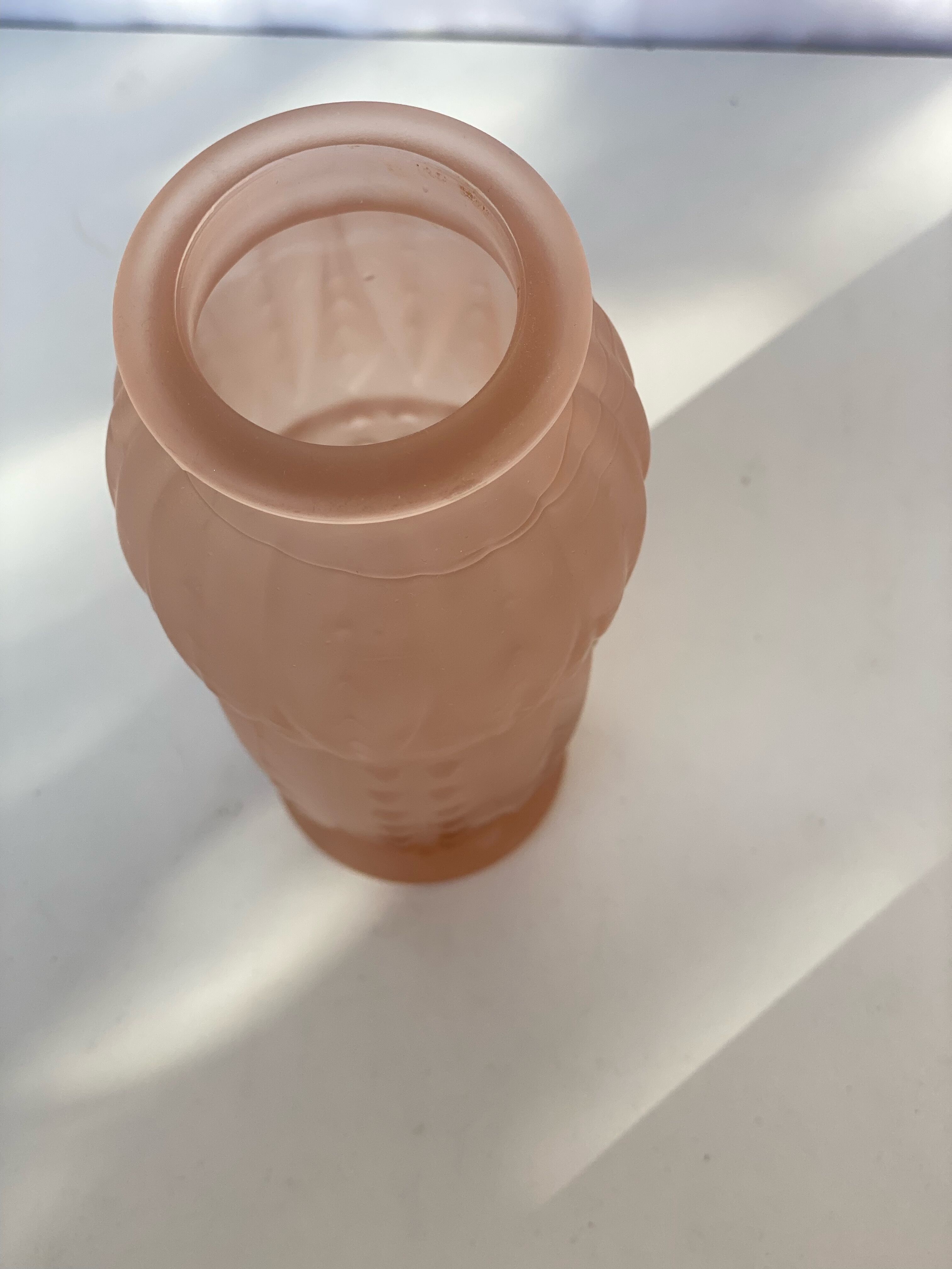 Art deco vase in pressed glass lily of the valley pattern