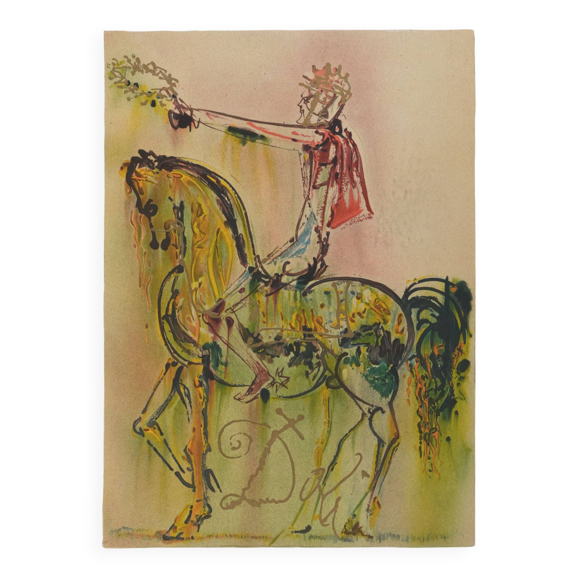 Salvador Dali: Horses, The Roman Knight, signed lithograph