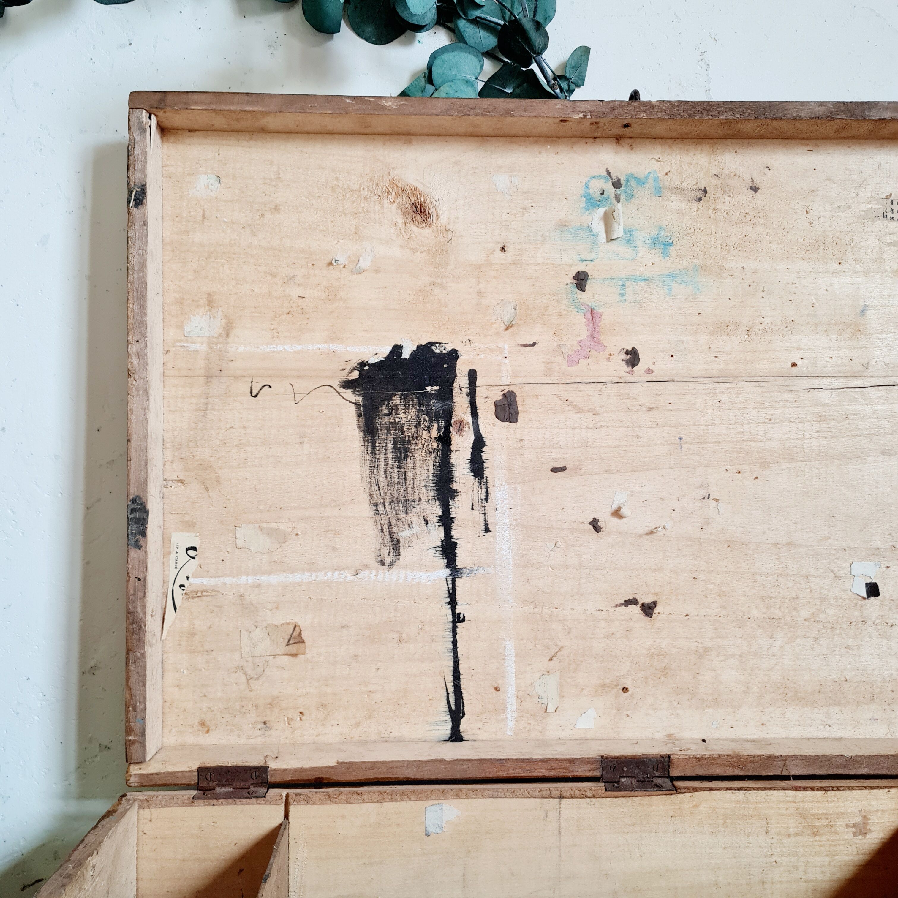Compartmentalized old wooden chest