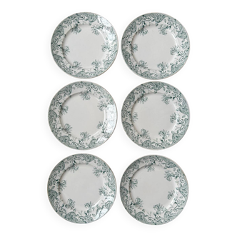 Set of 6 old flat plates Terre de Fer