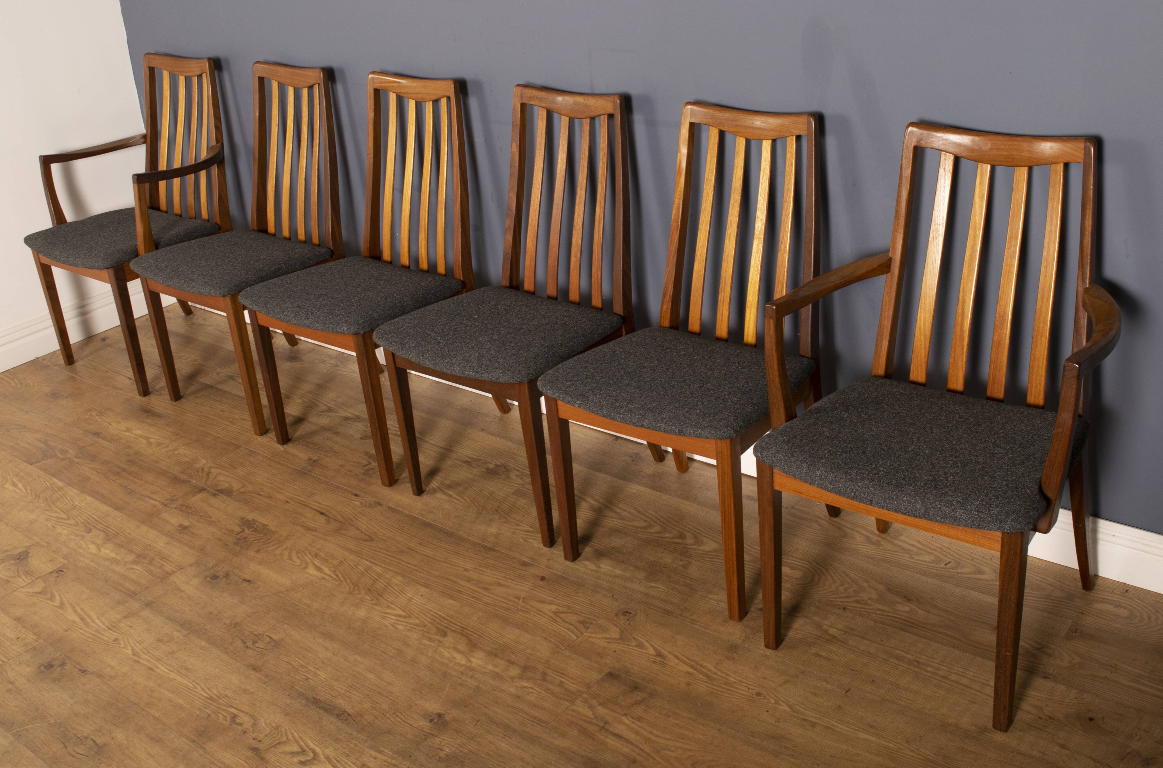 Restored teak 1960s g plan retro extending dining table & 6 chairs