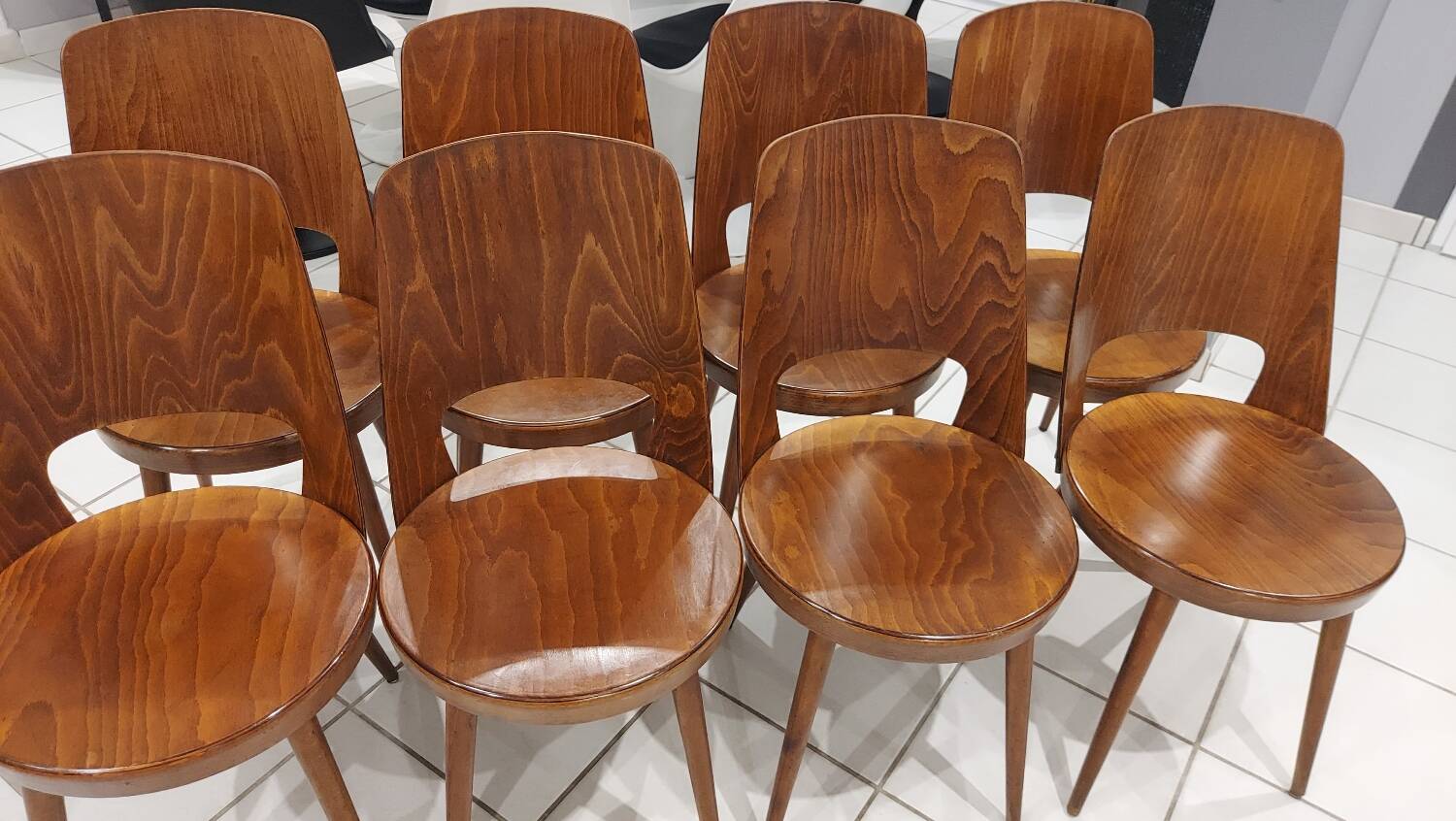 Set of 8 Baumann Bistrot chairs, Mondor model, vintage 1970s