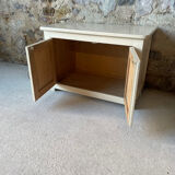 Antique white patinated low cabinet