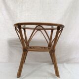 Table in rattan, bamboo and glass