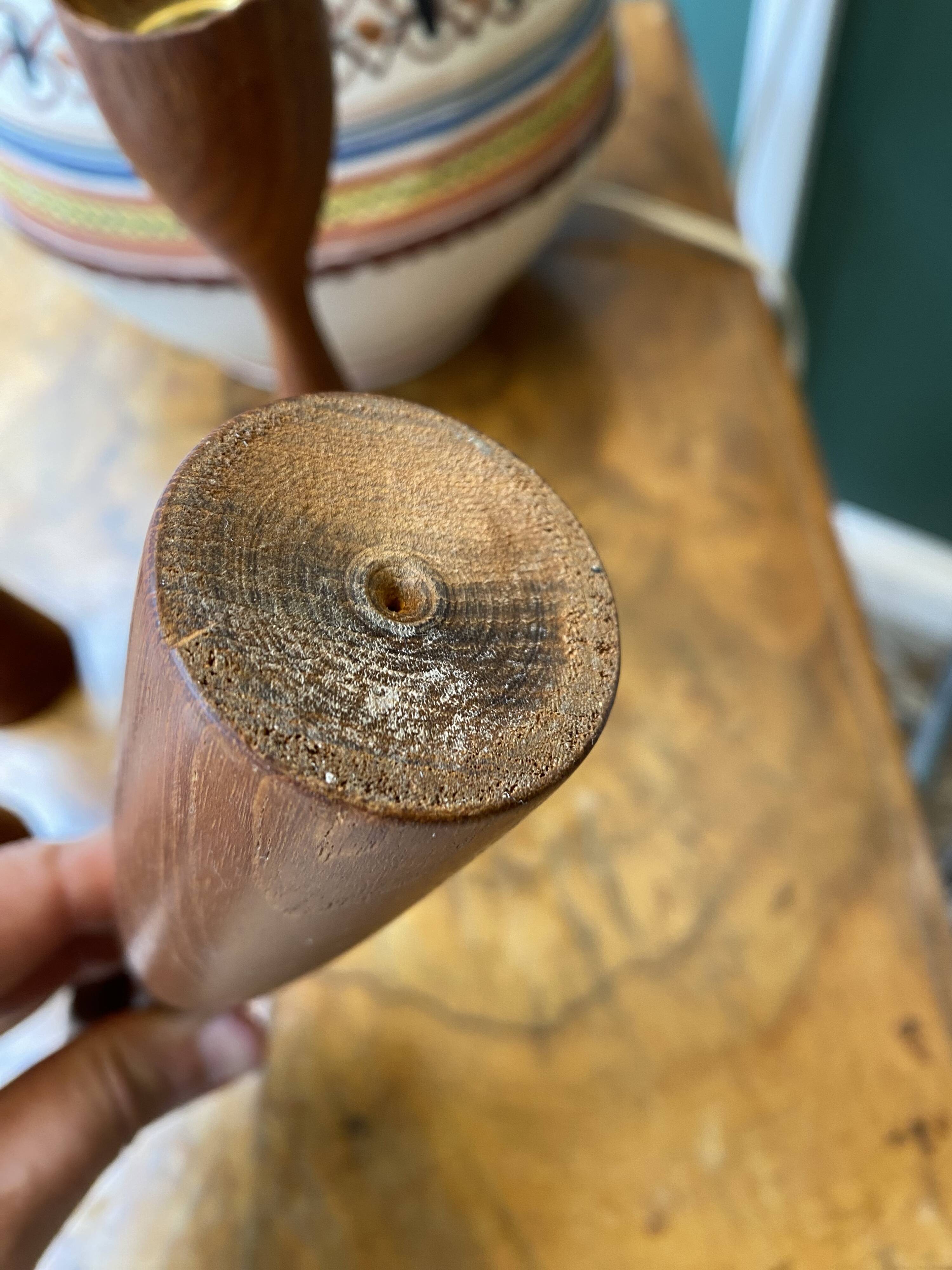 Scandinavian vintage teak candle holders