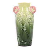 French Art Nouveau Vase Majolica Gustave De Bruyn 29cm