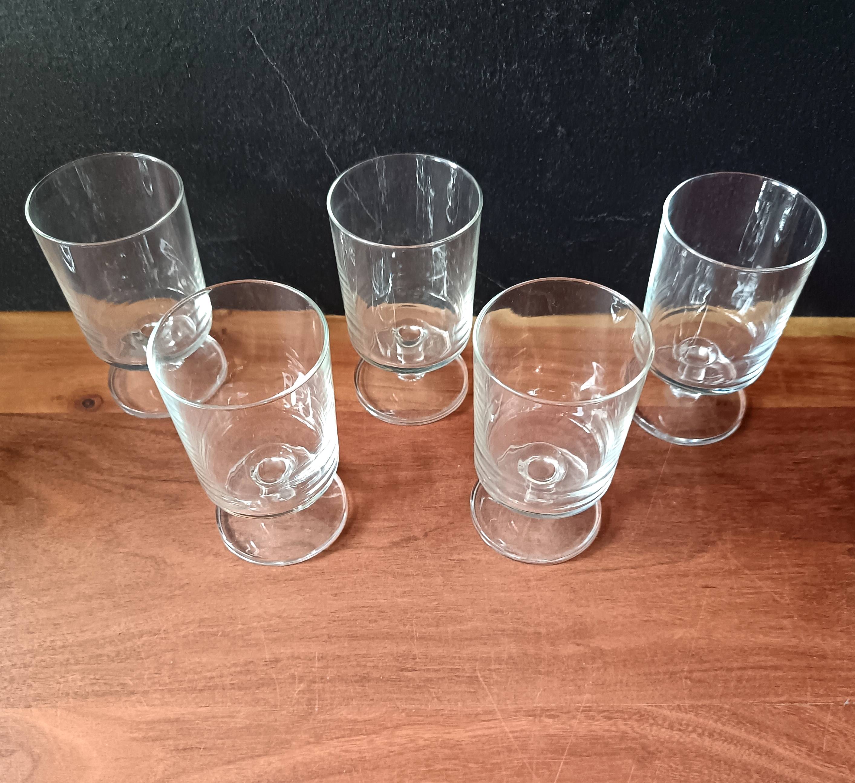 5 cavalier glasses 20 cl luminarc "sweden" model transparent vintage france