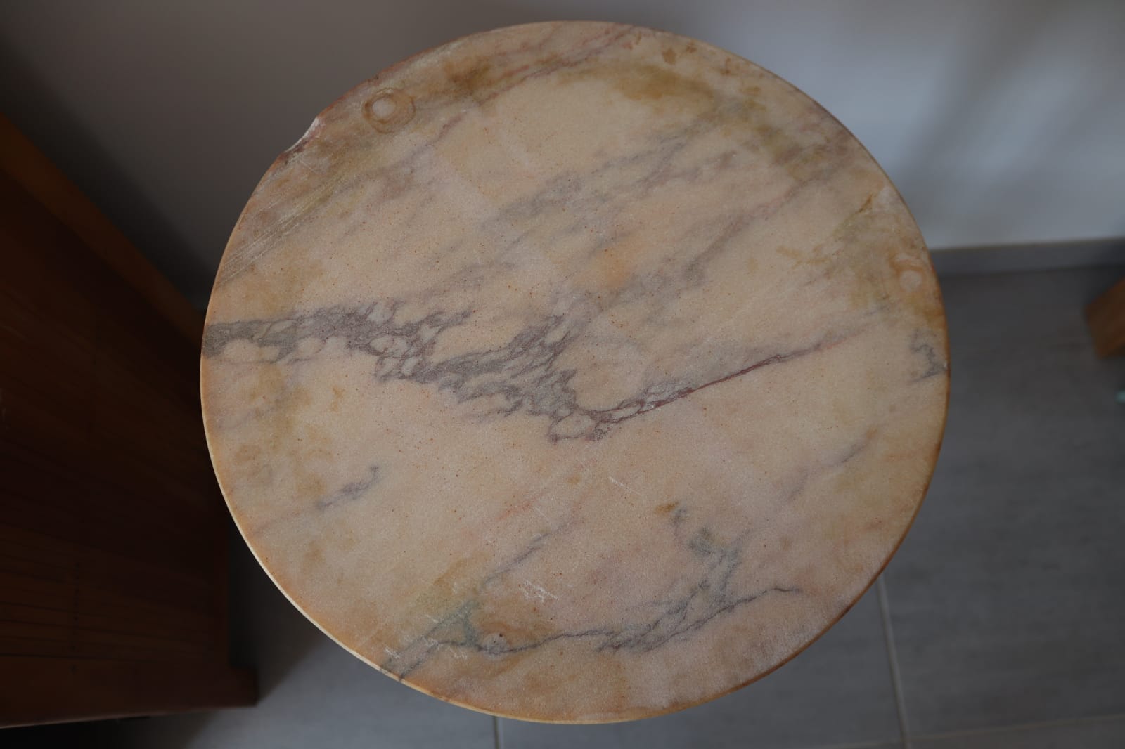 Louis XV style console in copper and pink marble 70s