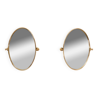 Stunning set Brass tilting Bath room mirrors 1970s France