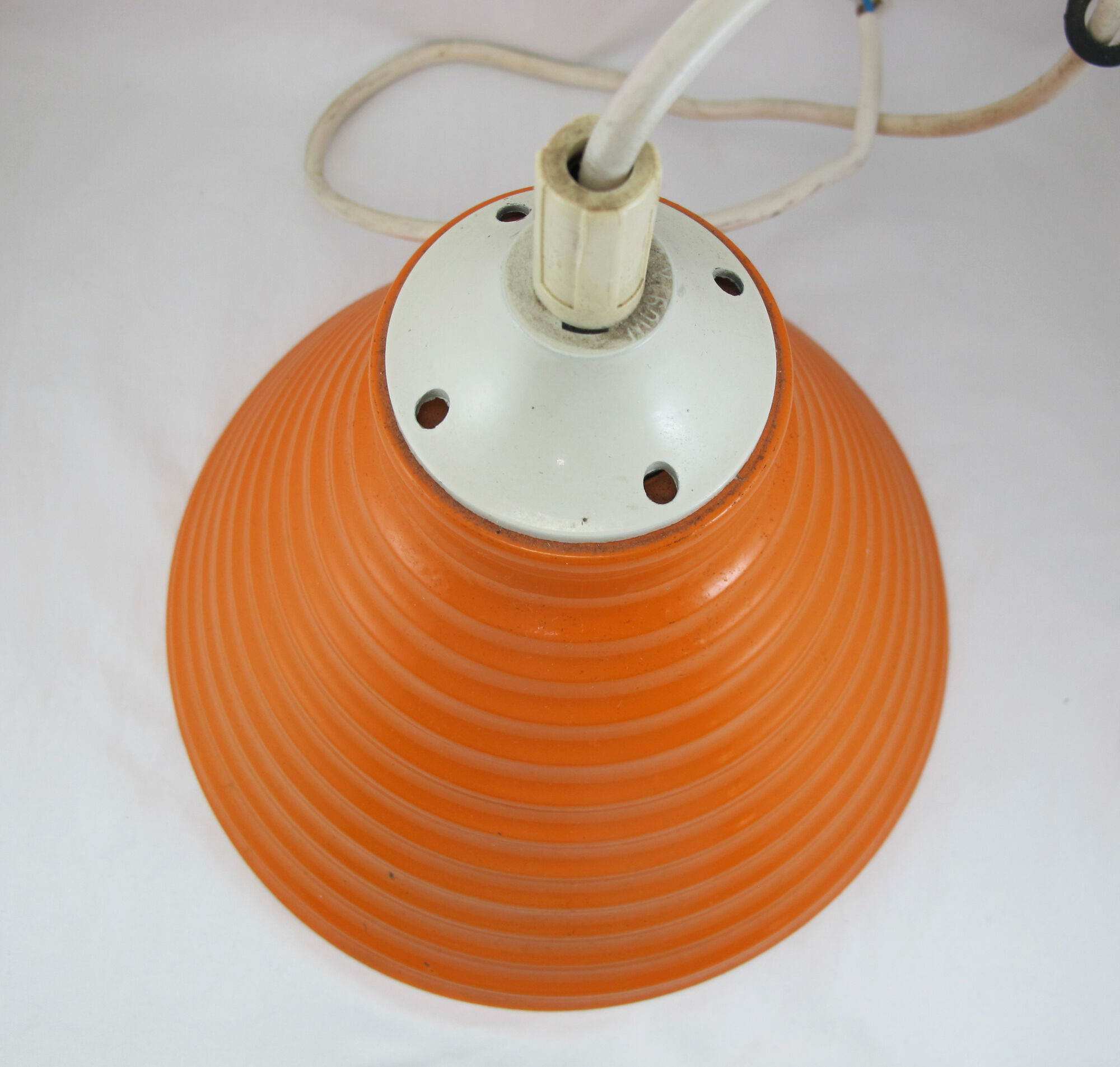 Lamp lampshade industrial day suspension metal enamelled sheet orange