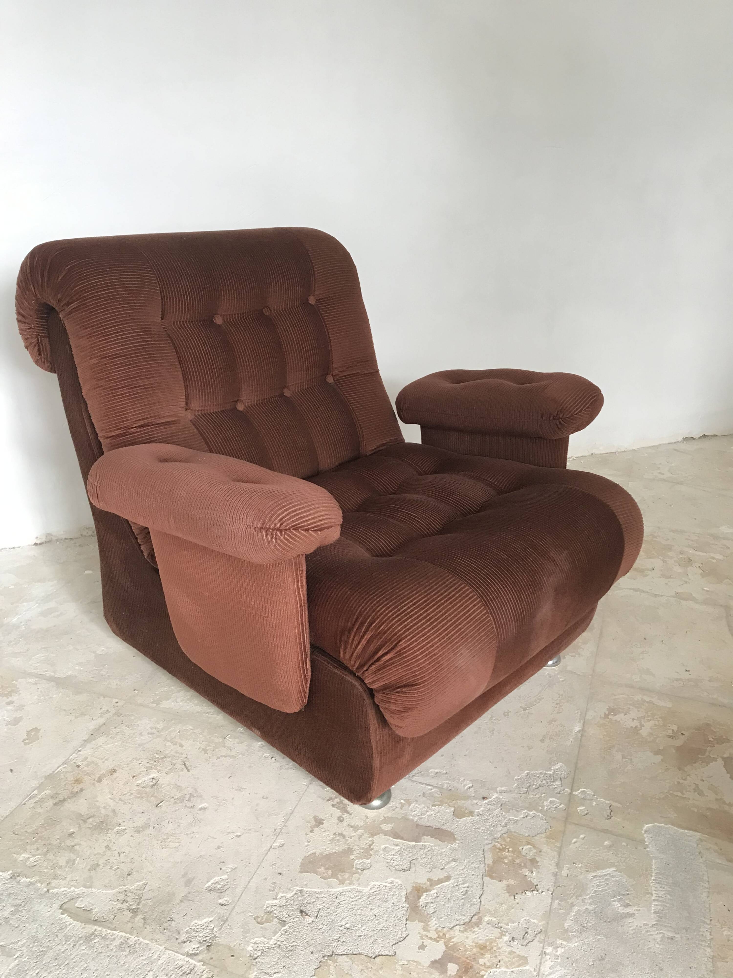 Vintage corduroy armchair 1970s