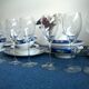 6 crystal champagne flutes from Saint-Louis and their box.