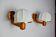 Pair of regency wall lights, pine and stretched canvas, Italy, 1970