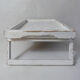 Vintage wooden tray breakfast in bed