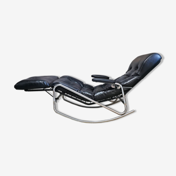 Black leather rocking chair, Banmüller