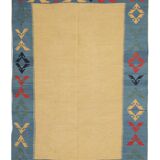 Large Yellow Kilim Rug, Gold Geometric Tribal Wool Carpet 300 x 202 cm