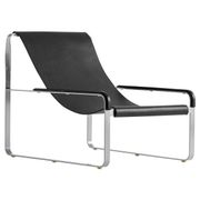 Contemporary Artisan Chaise Longue in aged silver steel and black leather