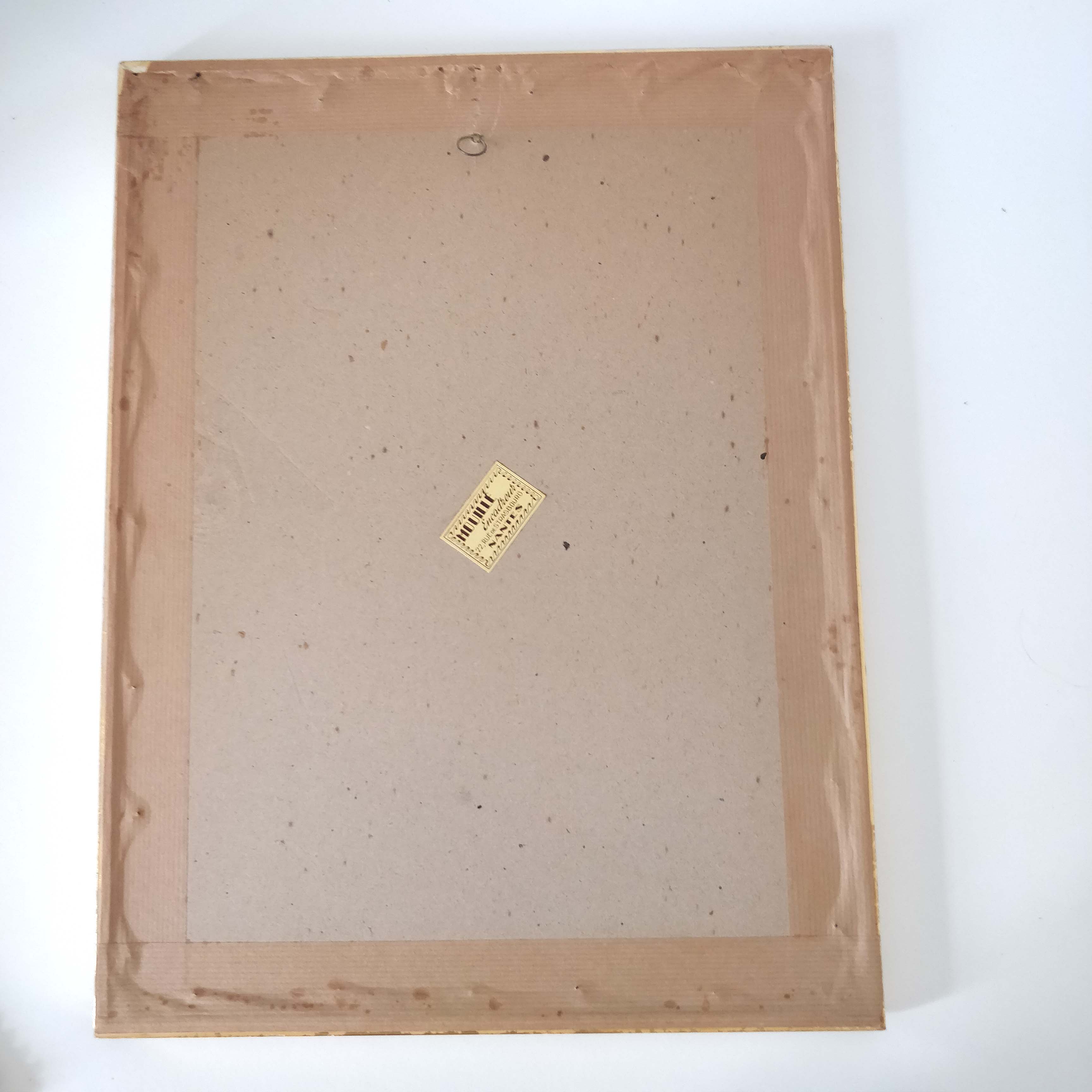 Illustration flower pink frame gilded wood