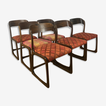 Set de 6 chaises Baumann traîneau en bois de palissandre