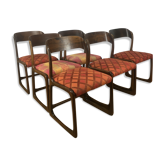 Set de 6 chaises Baumann traîneau en bois de palissandre