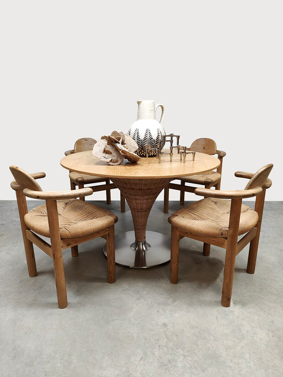 Vintage Rainer Daumiller papercord dining chairs Hirtshals Savværk