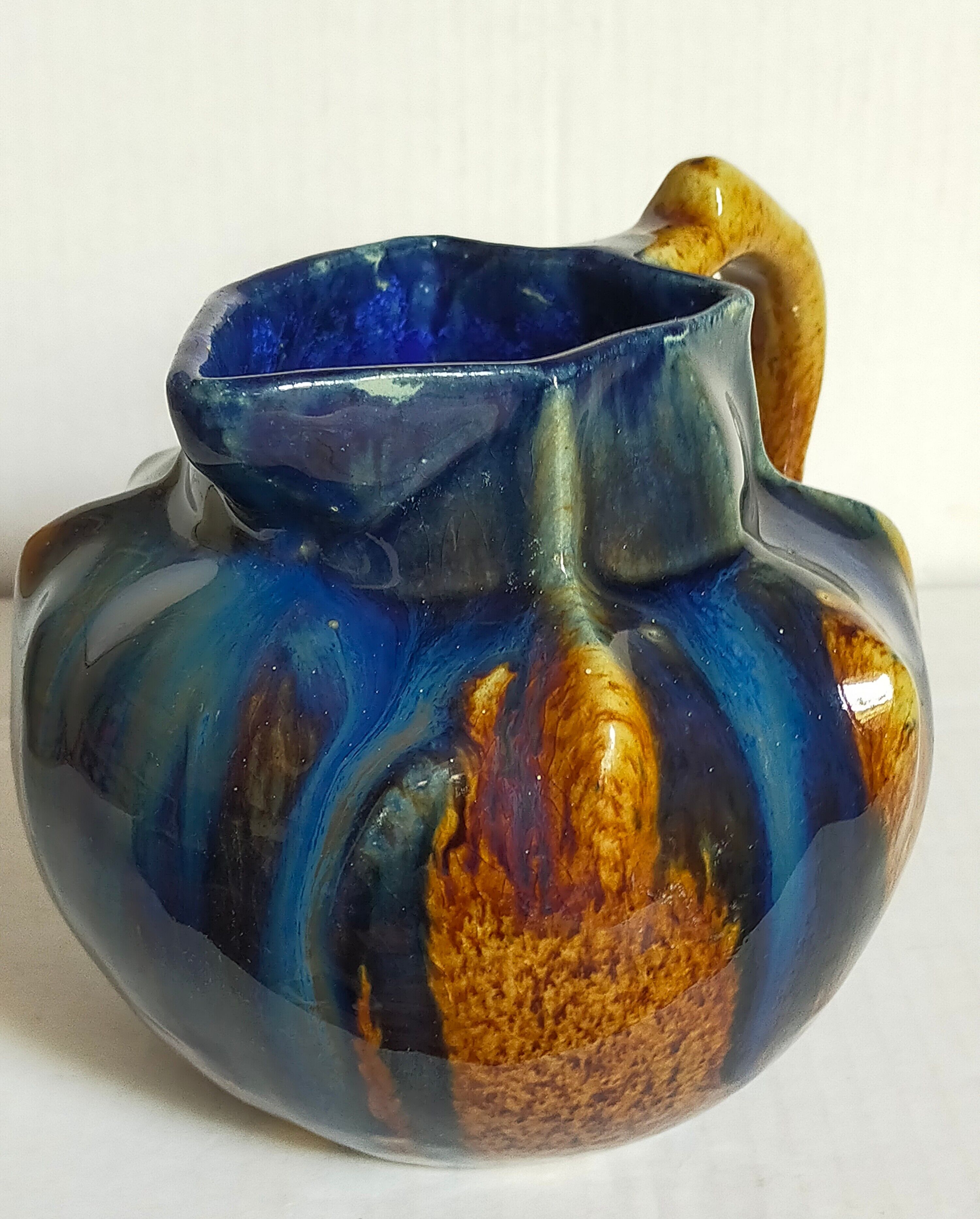 Art nouveau pitcher enamelled earth early twentieth century