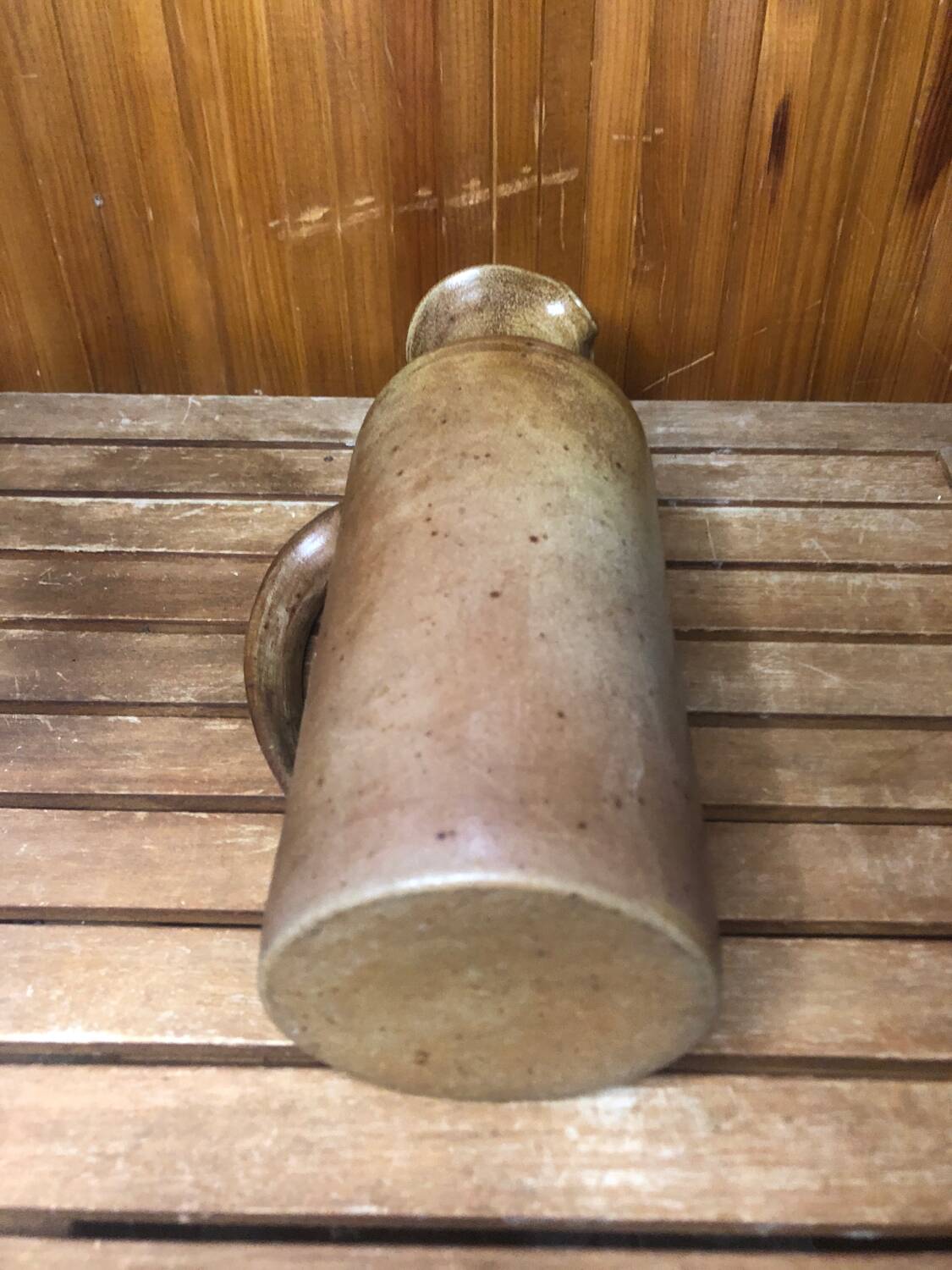 Old vintage brown beige sandstone pitcher