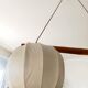 Vintage Scandinavian pendant light, wood and fabric