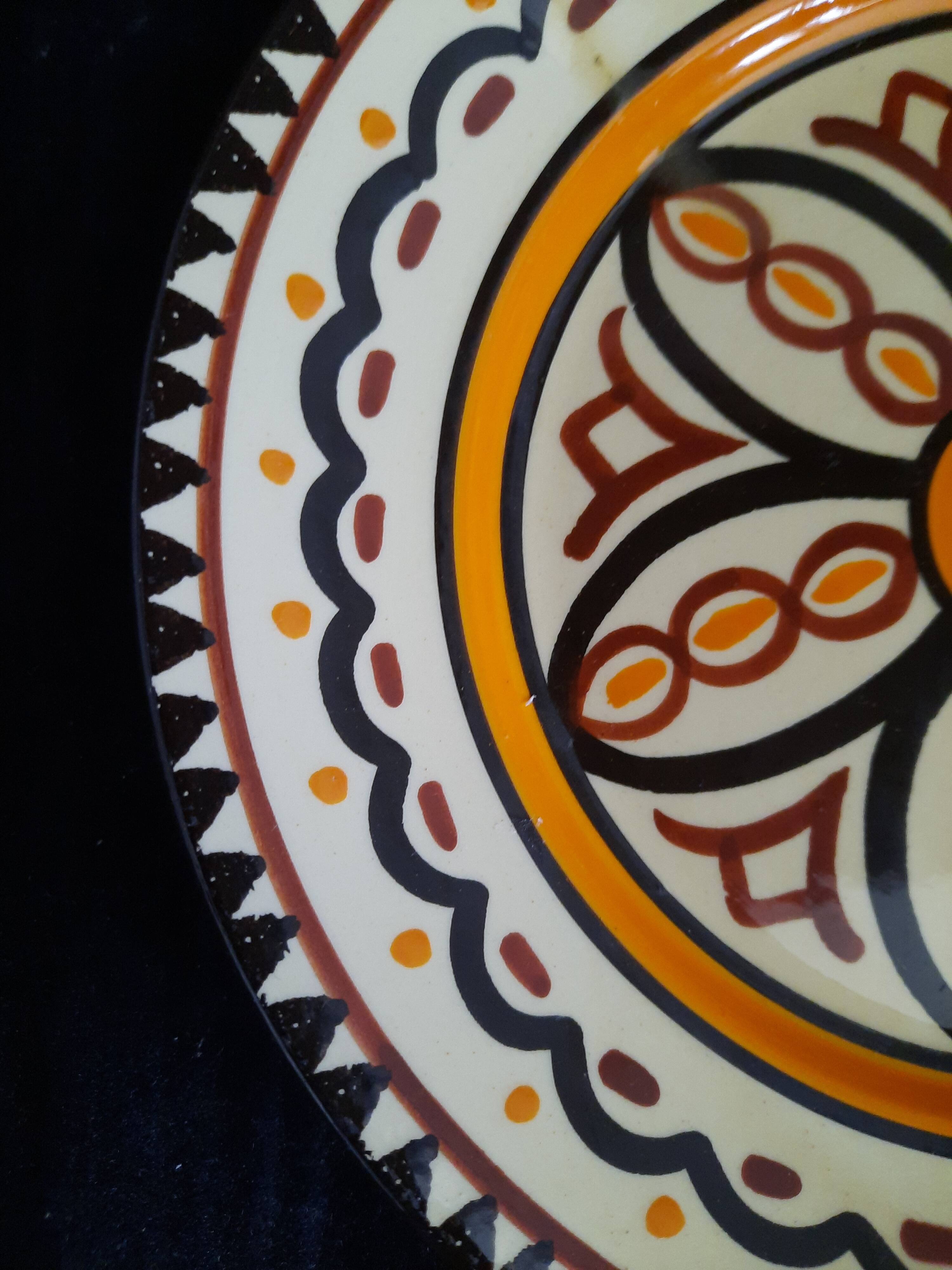 Old HB QUIMPER Plate Earthenware Geometric Rosette Decoration