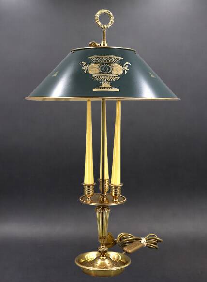 Bronze Bouillotte Lamp in Empire Style with Tin Shade