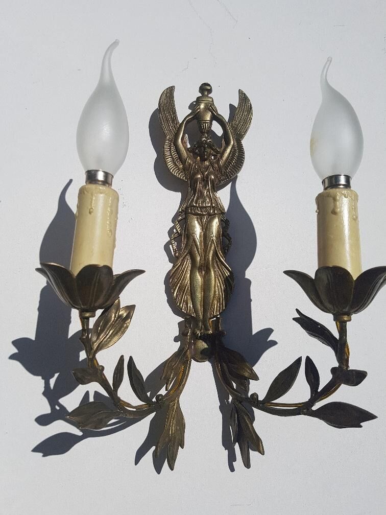Pair of Empire-style gilded bronze wall light