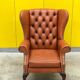 Fauteuil Chesterfield en cuir marron clair vintage