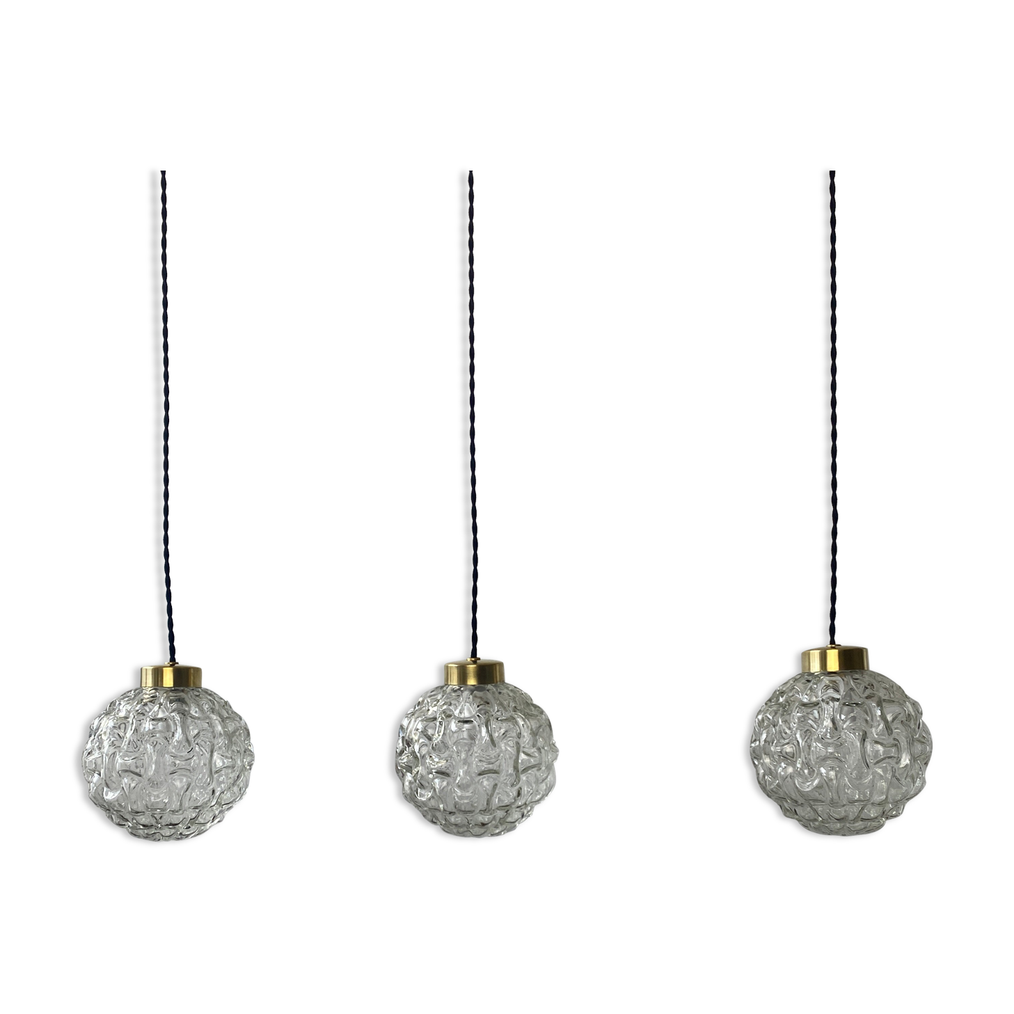 Lot 3 round lamps in vintage glass