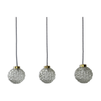 Lot 3 round lamps in vintage glass