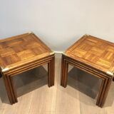 Paire de bouts de canapé en bois et laiton