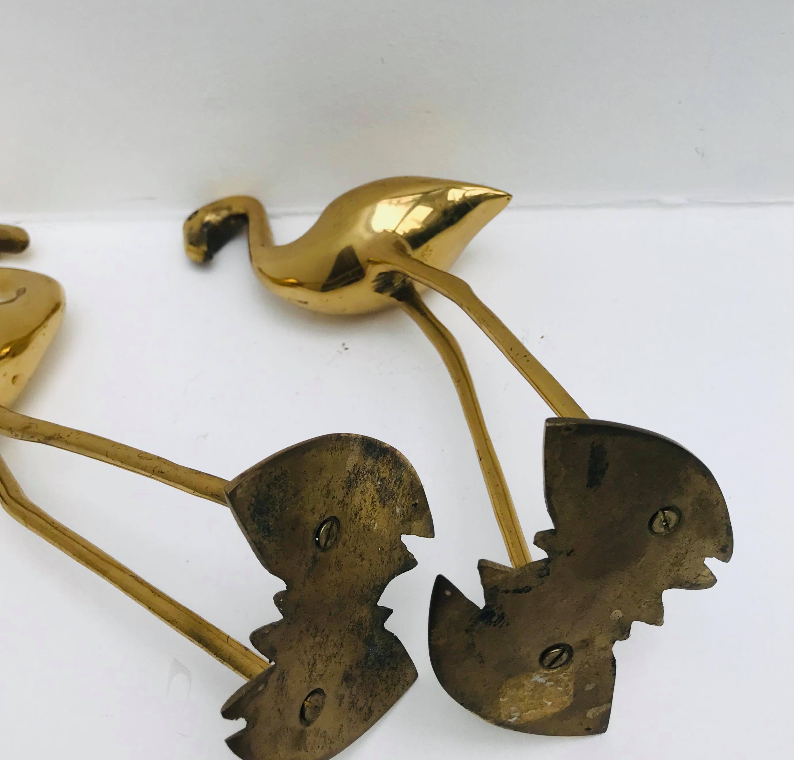 Pair brass 50s herons