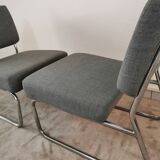Pair of vintage chrome armchairs and "chicken foot" fabrics