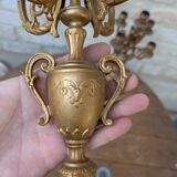 Pair of metal candelabra candle holders with 5 branches, 41cm