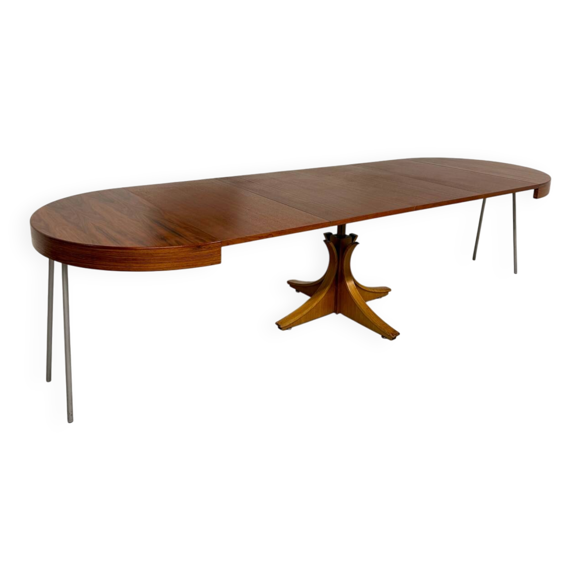 Extendable table with central leg, Italian design by Luigi Bartolini, vintage.