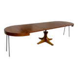 Extendable table with central leg, Italian design by Luigi Bartolini, vintage.